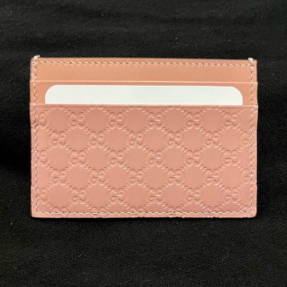 ✨Gucci✨ NEW Microguccissima Card Holder in Soft Pink Calfskin Leather Monogram - Picture 6 of 11